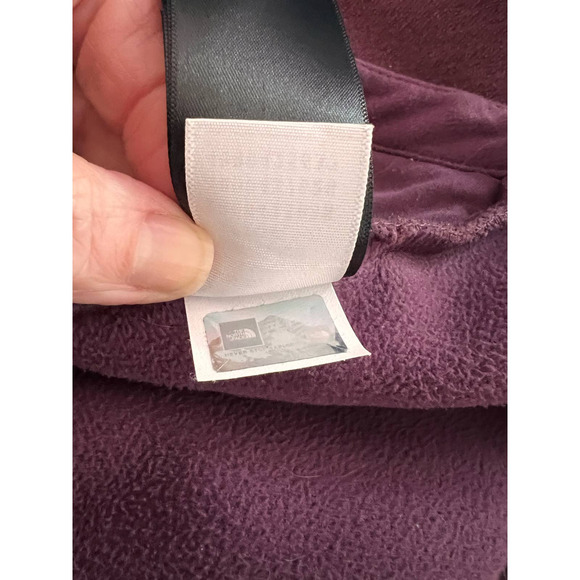 The North Face Burgundy Fleece Jacket Long Women's Hooded Full Zip Small - Picture 8 of 10